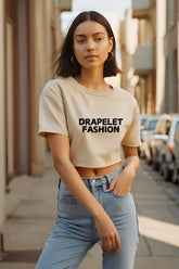 Women's Drapelet Fashion Beige Crop Top
